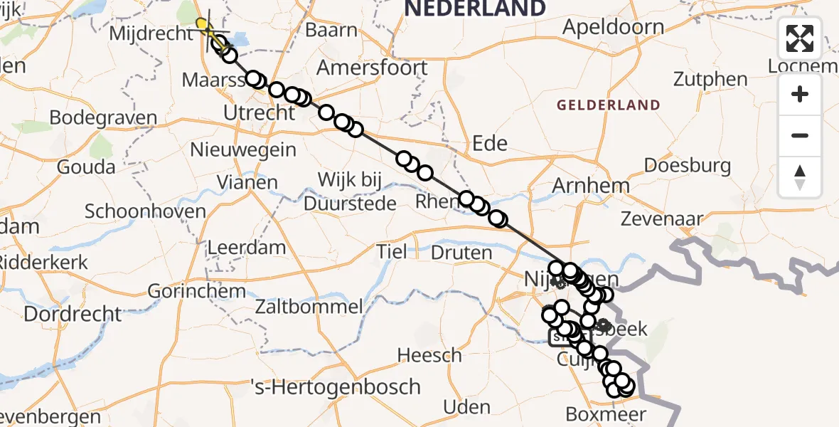 Routekaart van de vlucht: Politieheli naar Nieuwersluis, Leenherenstraat