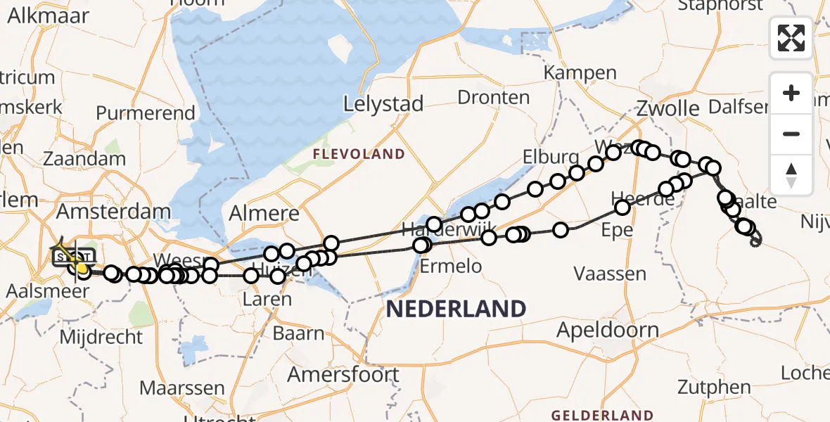 Routekaart van de vlucht: Politieheli naar Schiphol, Aardolieweg