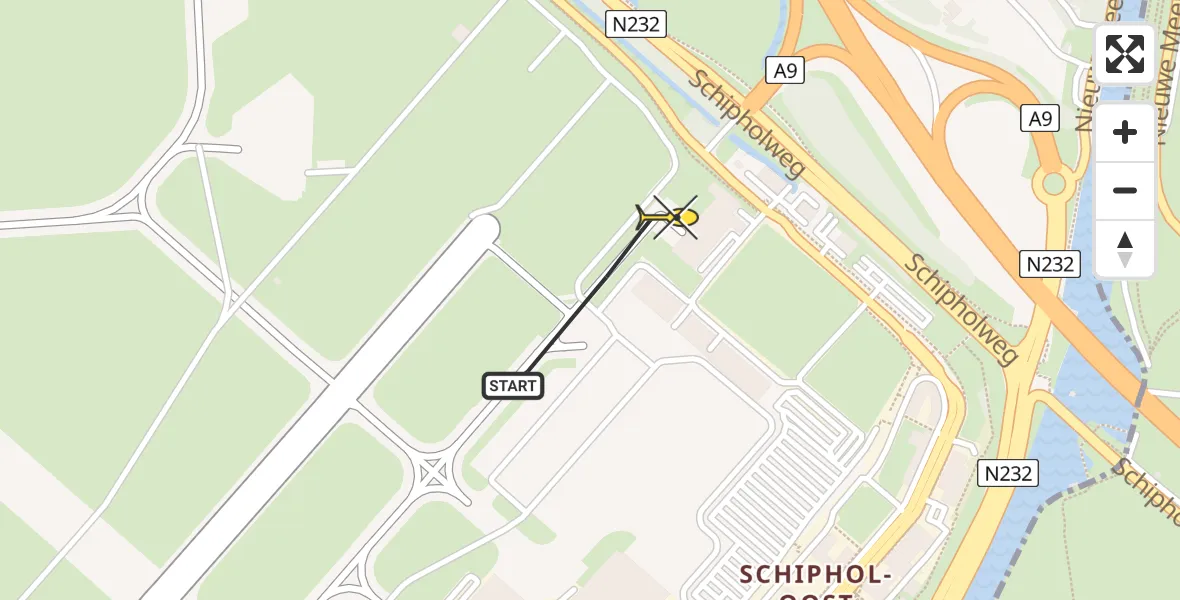 Vluchtroute Politiehelikopter van Schiphol naar Schiphol