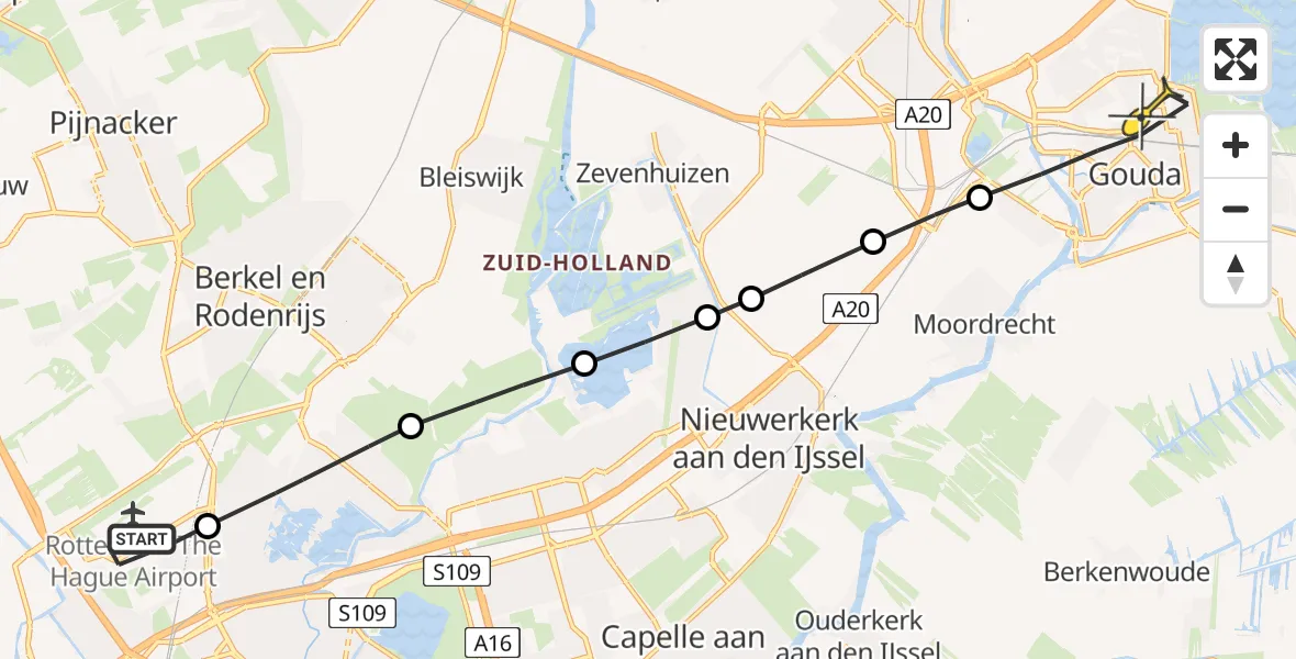 Routekaart van de vlucht: Lifeliner 2 naar Gouda, Tegelplaats