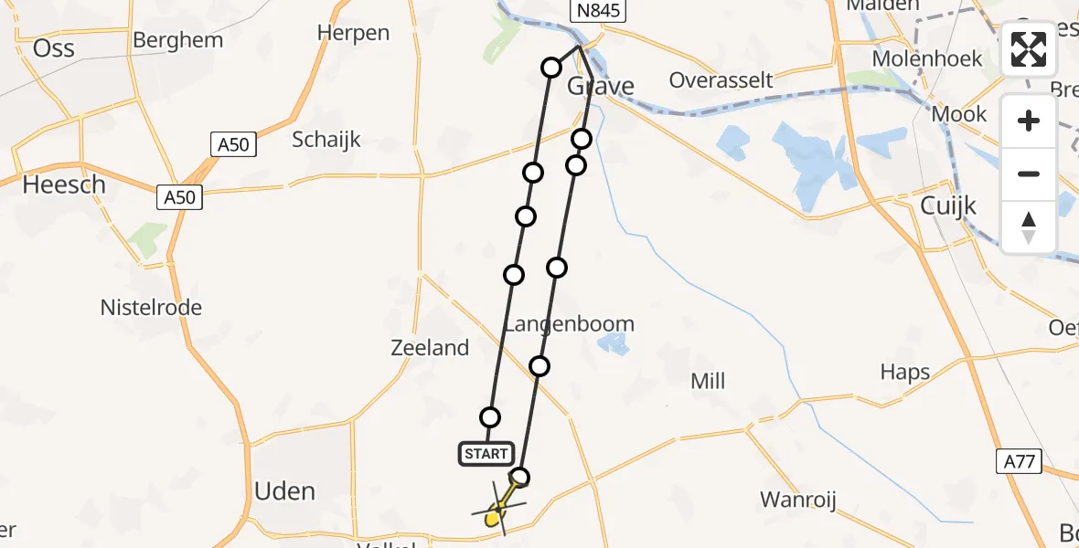 Routekaart van de vlucht: Lifeliner 3 naar Vliegbasis Volkel, Graspeel