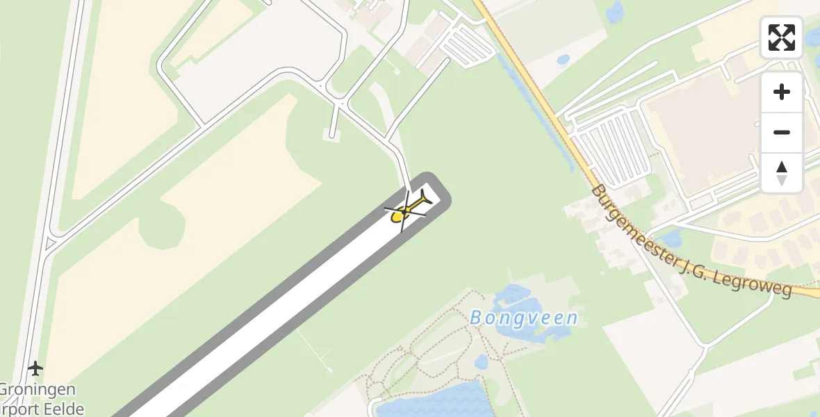Routekaart van de vlucht: Kustwachthelikopter naar Groningen Airport Eelde