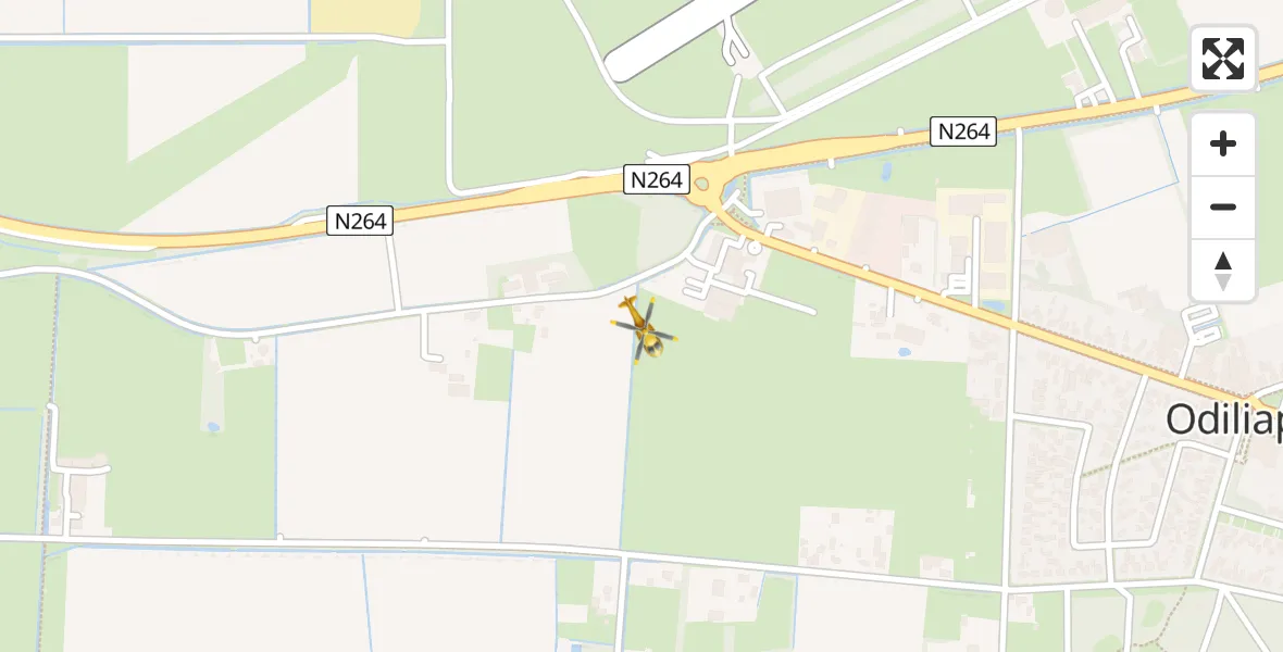 Vluchtroute Traumahelikopter van Vliegbasis Volkel naar Vliegbasis Volkel