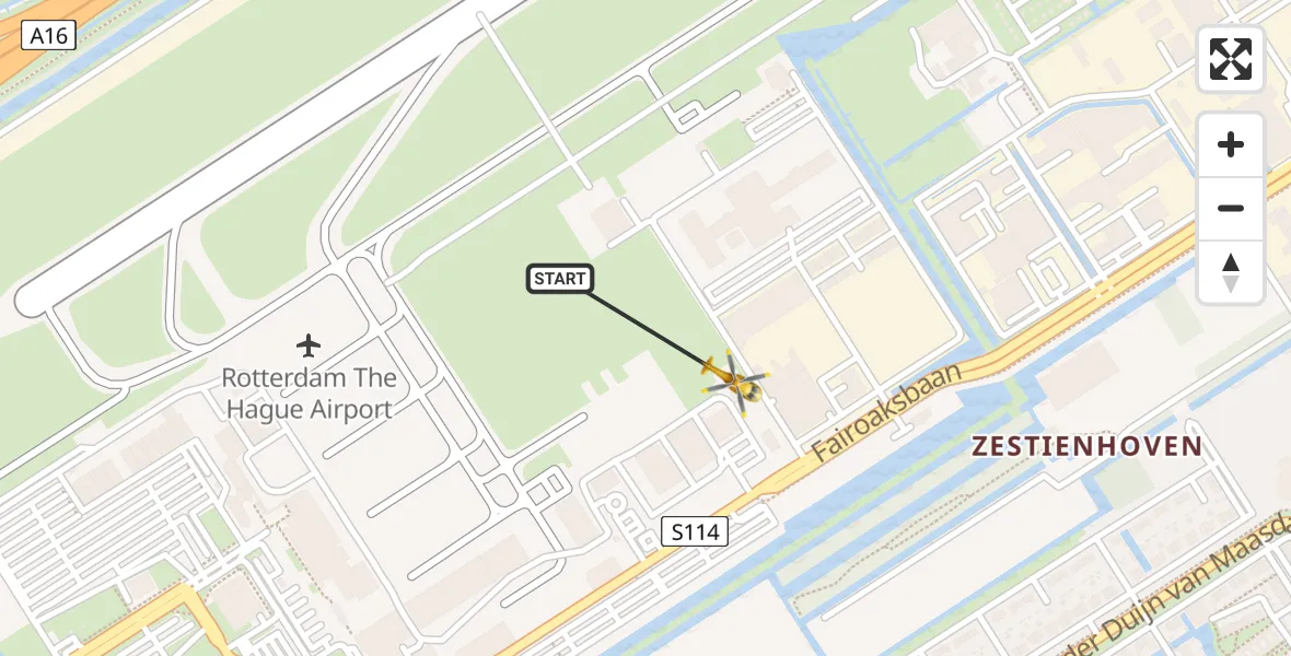 Vluchtroute Traumahelikopter Rotterdam The Hague Airport - Rotterdam The Hague Airport, 23 maart 2024, 19:04