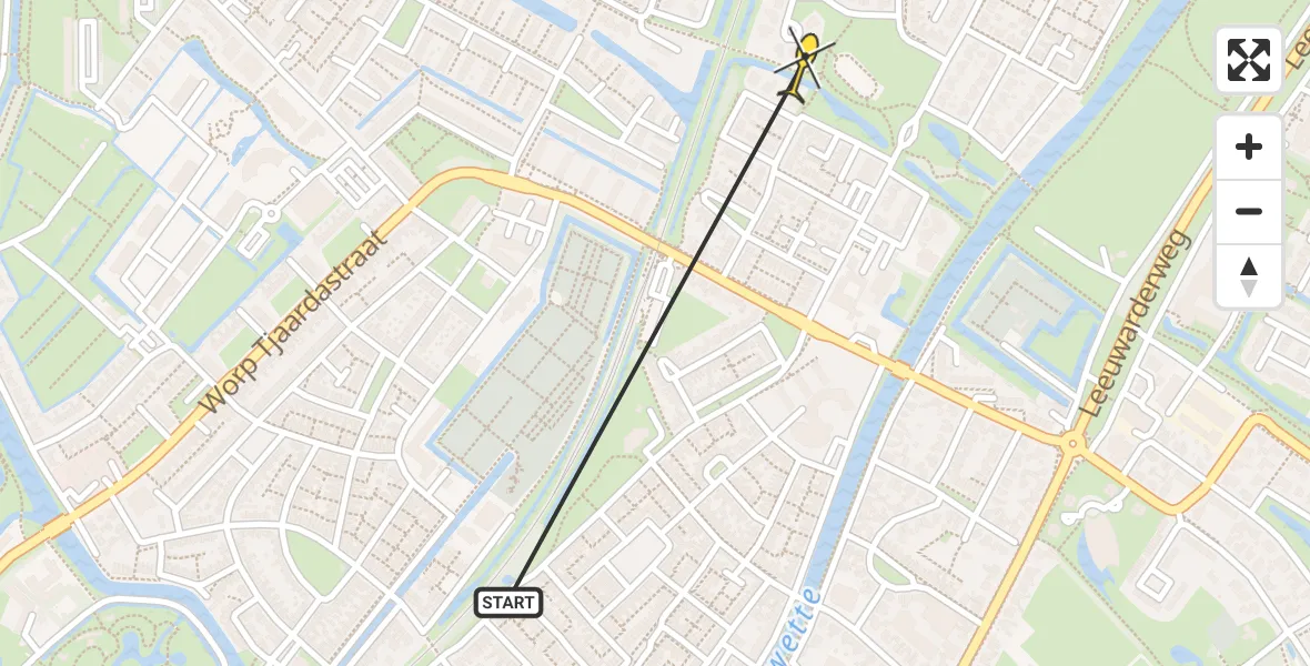 Routekaart van de vlucht: Ambulancehelikopter naar Sneek, Fearn