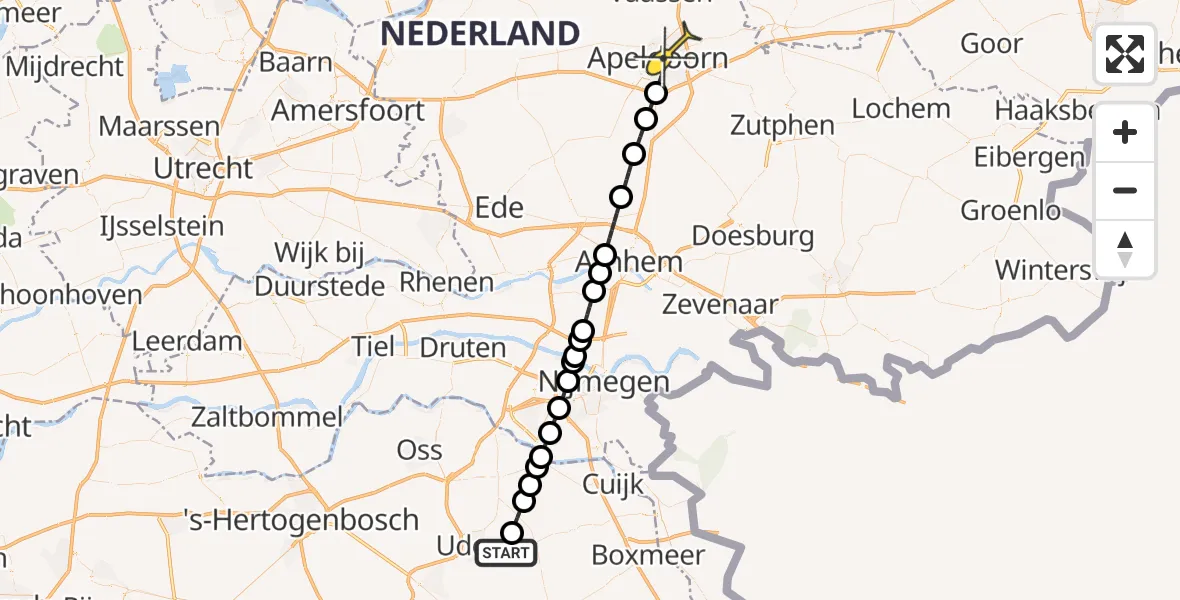 Routekaart van de vlucht: Lifeliner 3 naar Apeldoorn, Houtvennen