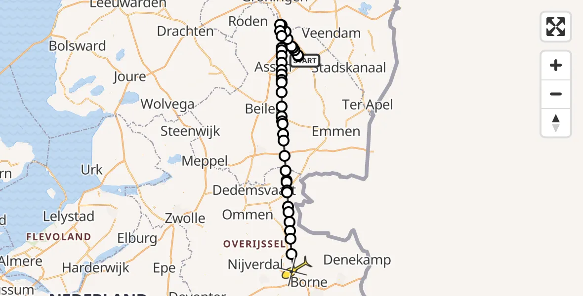 Routekaart van de vlucht: Lifeliner 4 naar Almelo, Torenweg