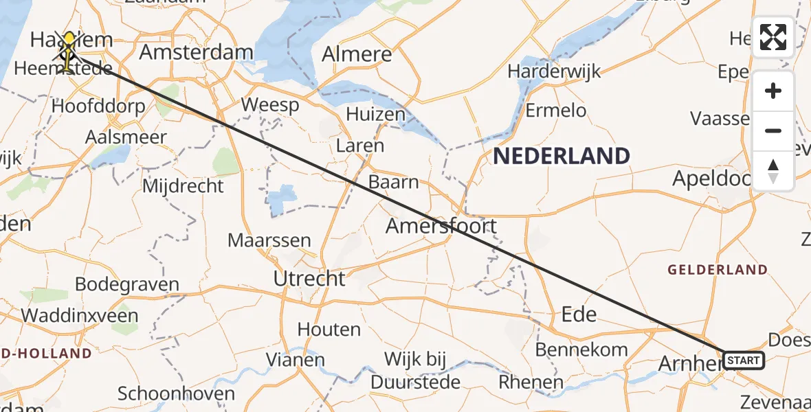 Routekaart van de vlucht: Traumaheli naar Haarlem, Paviljoenslaan