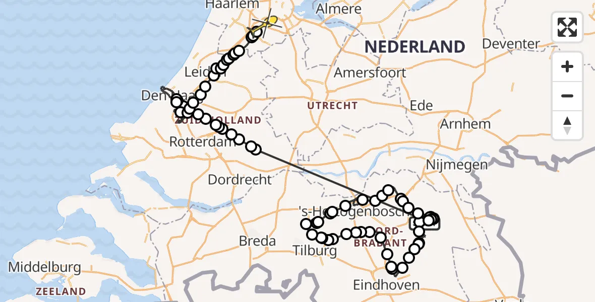 Routekaart van de vlucht: Politieheli naar Schiphol, Zeelandsedijk