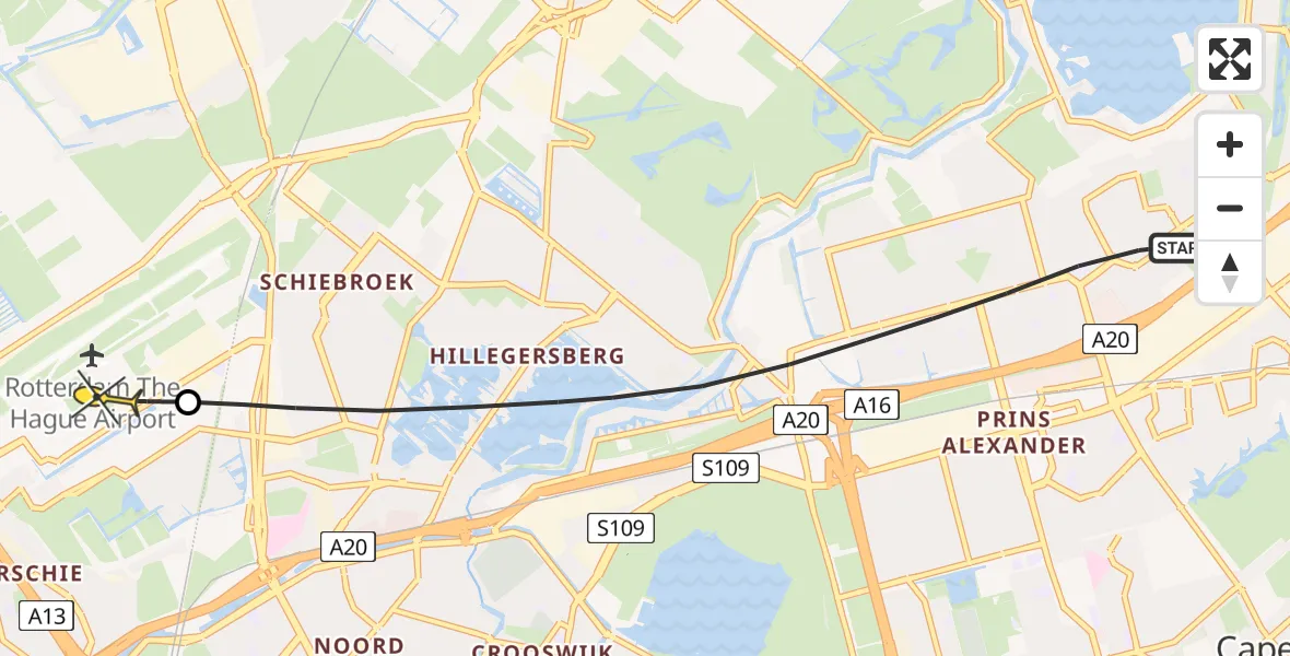 Routekaart van de vlucht: Lifeliner 2 naar Rotterdam The Hague Airport, Balsemkruid