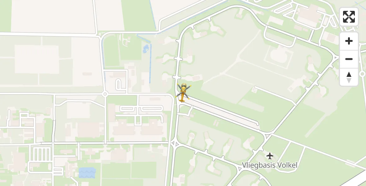 Vluchtroute Traumahelikopter van Vliegbasis Volkel naar Vliegbasis Volkel