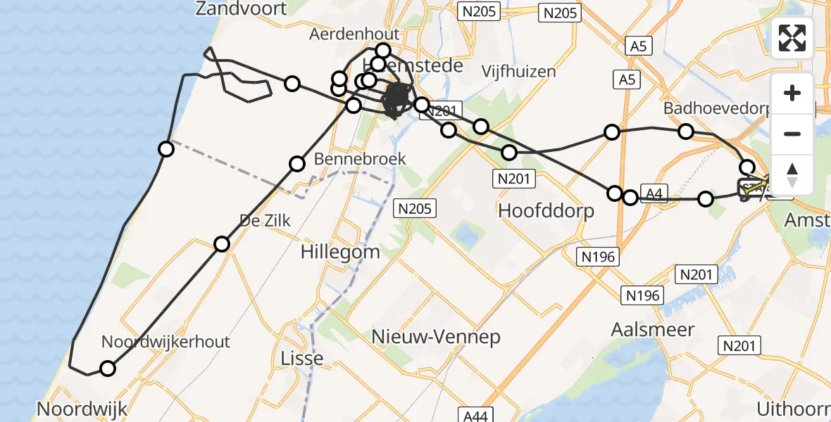 Routekaart van de vlucht: Politieheli naar Schiphol, Loevesteinse Randweg