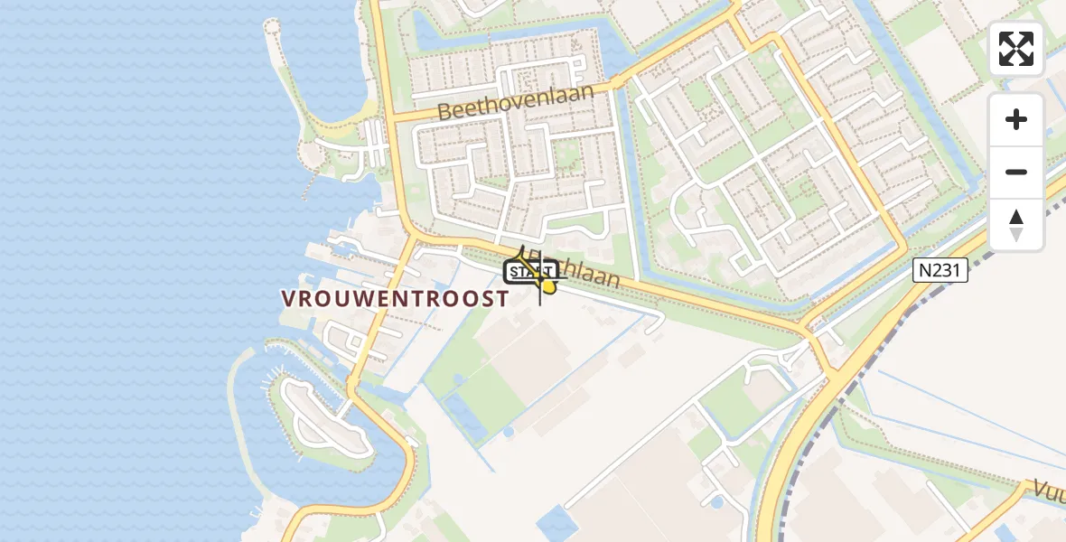 Routekaart van de vlucht: Traumahelikopter naar Aalsmeer, Geniedijk