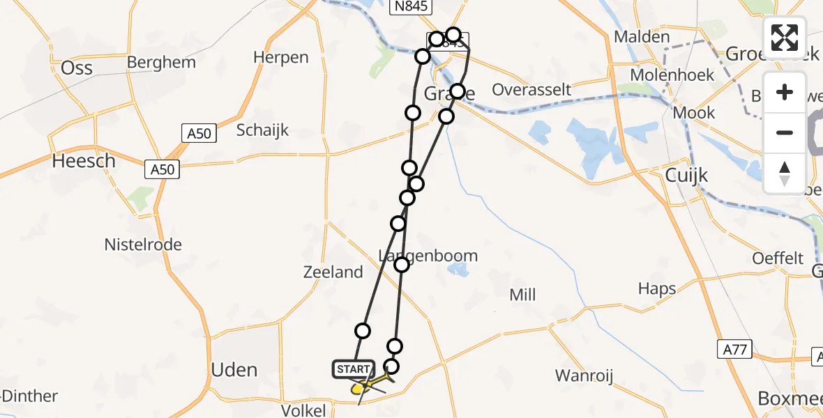 Routekaart van de vlucht: Lifeliner 3 naar Vliegbasis Volkel, Bovenste Trent