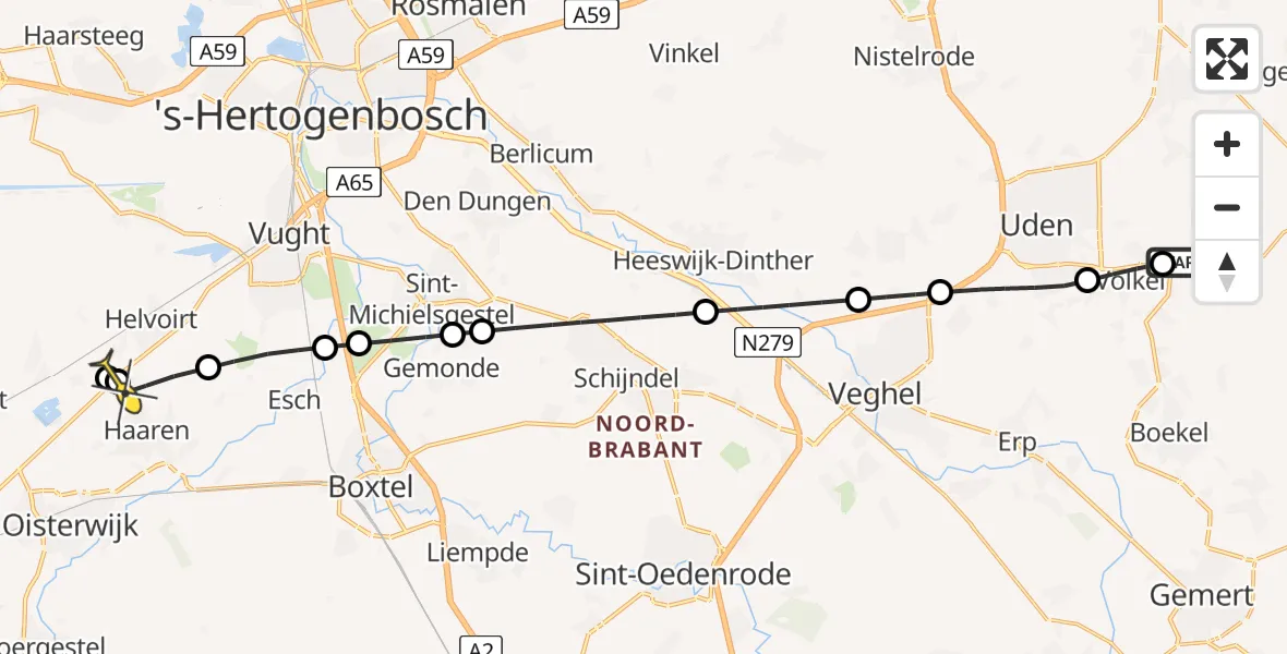 Routekaart van de vlucht: Lifeliner 3 naar Haaren, Eeuwsels