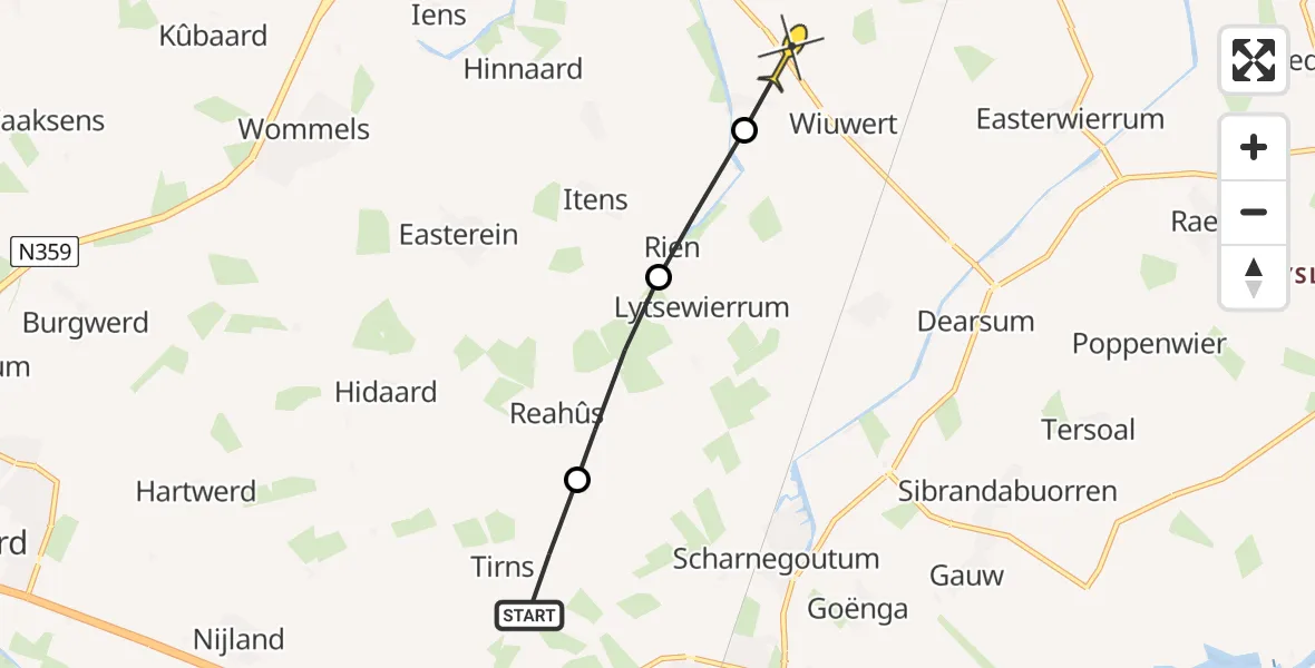 Routekaart van de vlucht: Ambulancehelikopter naar Britswert, Slyp