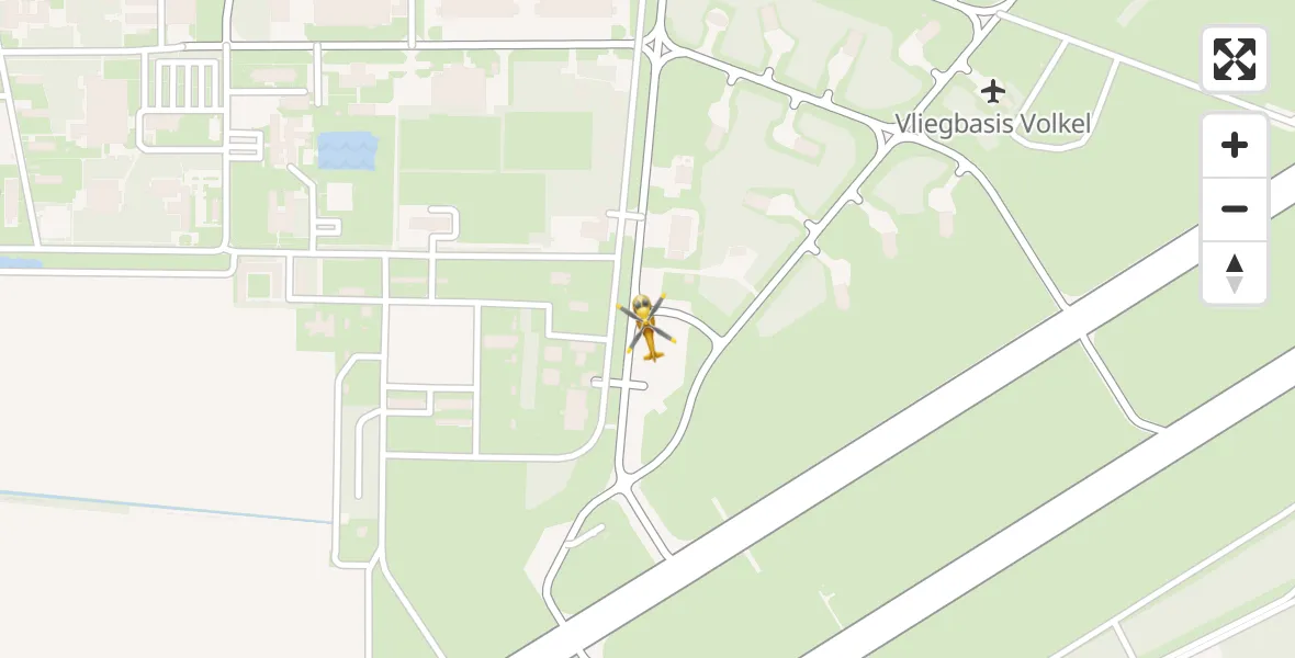 Vluchtroute Traumahelikopter van Vliegbasis Volkel naar Vliegbasis Volkel