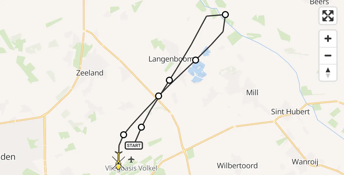 Routekaart van de vlucht: Lifeliner 3 naar Vliegbasis Volkel, Beemdsteeg