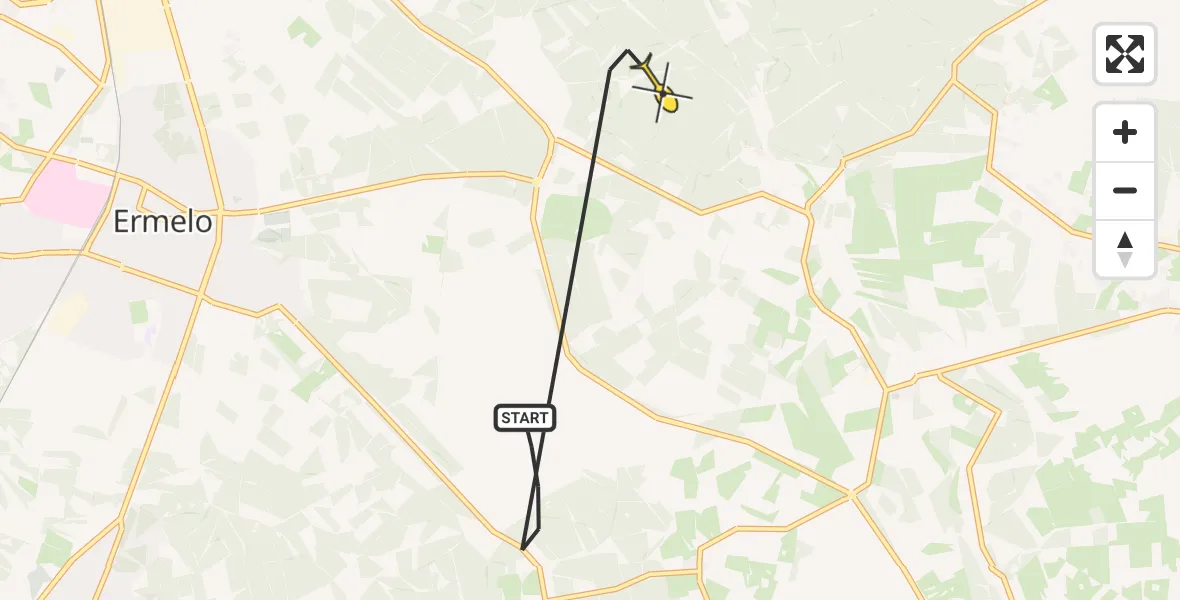 Routekaart van de vlucht: Politieheli naar Ermelo, Drieërweg