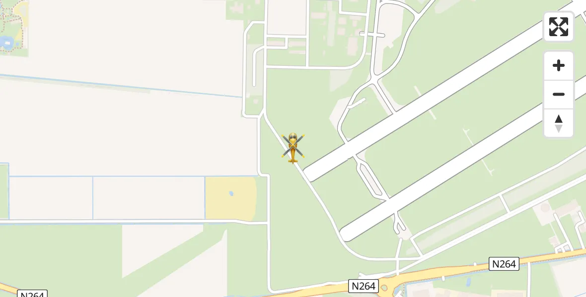 Vluchtroute Traumahelikopter van Vliegbasis Volkel naar Vliegbasis Volkel
