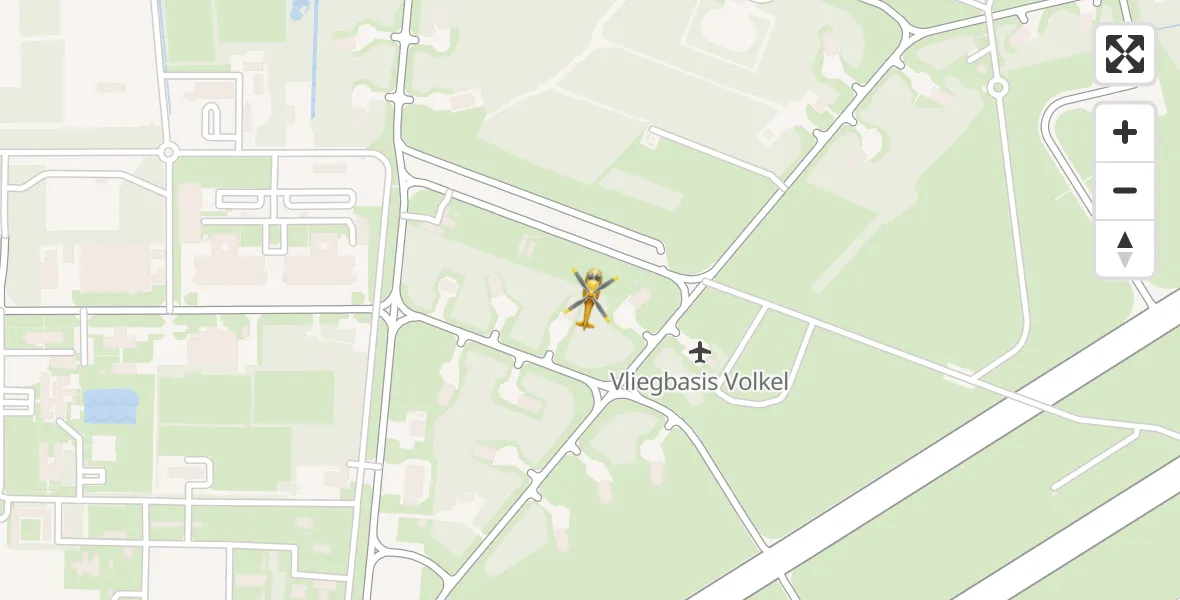 Vluchtroute Traumahelikopter van Vliegbasis Volkel naar Vliegbasis Volkel
