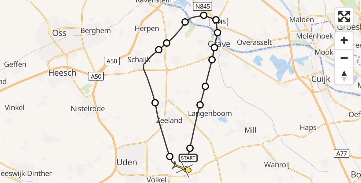 Routekaart van de vlucht: Lifeliner 3 naar Vliegbasis Volkel, Beemdsteeg