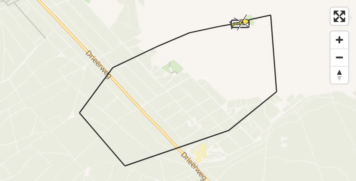 Routekaart van de vlucht: Politieheli naar Ermelo, Drieërweg