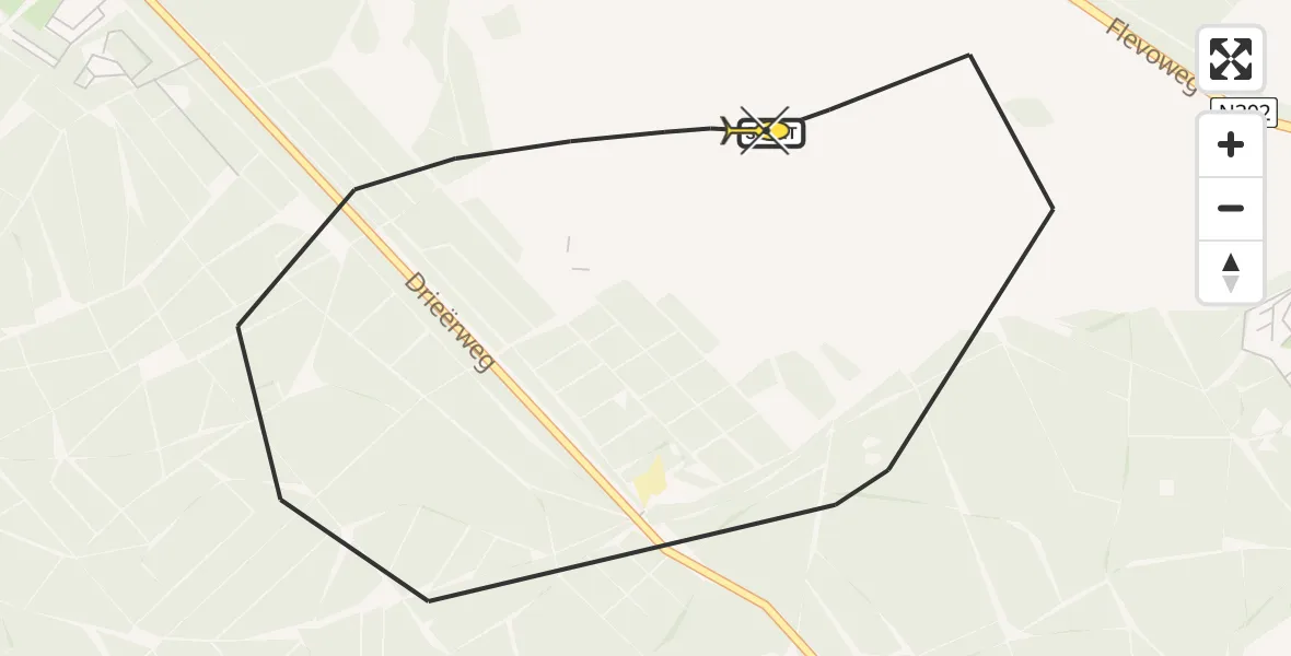 Routekaart van de vlucht: Politiehelikopter naar Ermelo, Postweg