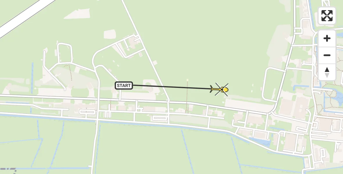 Vluchtroute Ambulancehelikopter van Vliegbasis Leeuwarden naar Vliegbasis Leeuwarden