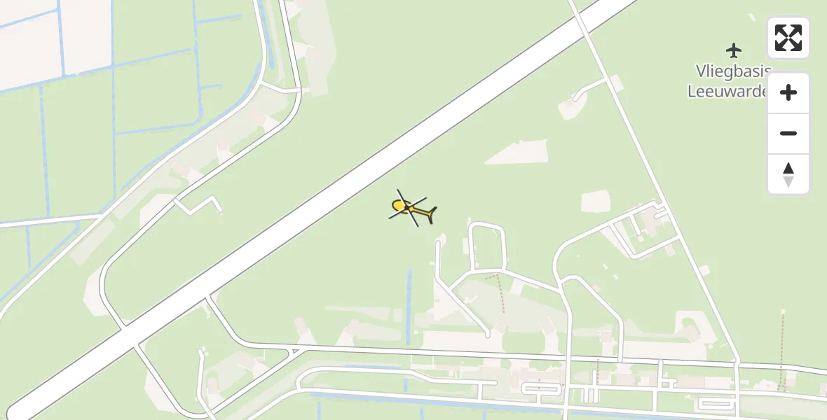 Vluchtroute Ambulancehelikopter van Vliegbasis Leeuwarden naar Vliegbasis Leeuwarden