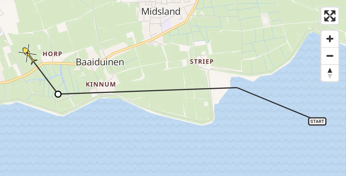 Routekaart van de vlucht: Ambulancehelikopter naar Hee, Eekenweg