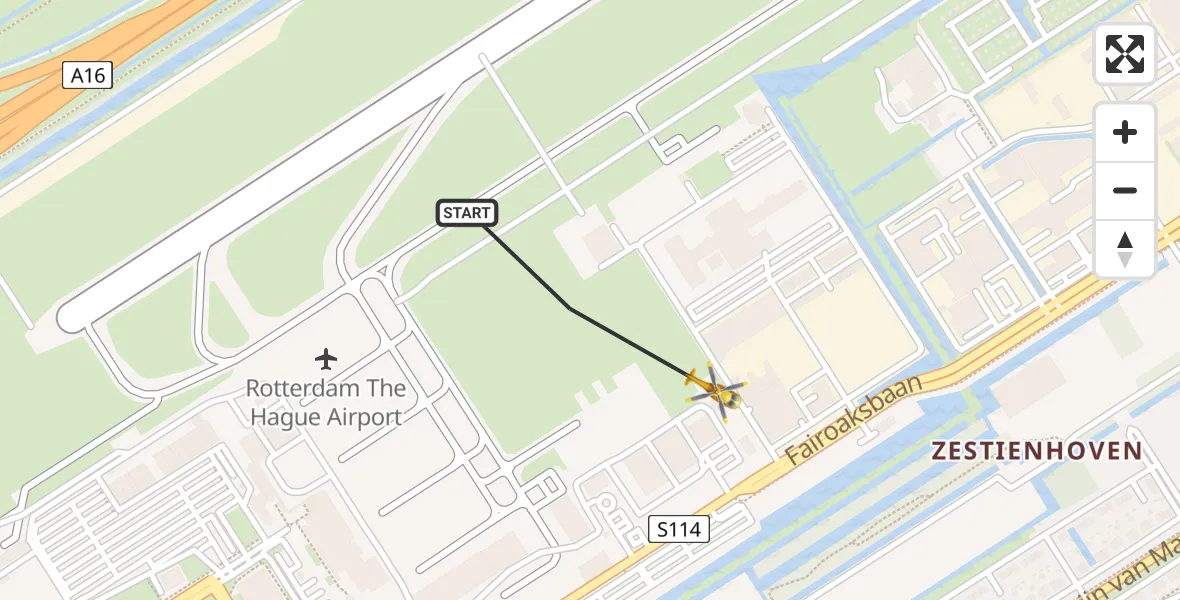 Vluchtroute Traumahelikopter Rotterdam The Hague Airport - Rotterdam The Hague Airport, 25 maart 2024, 20:15