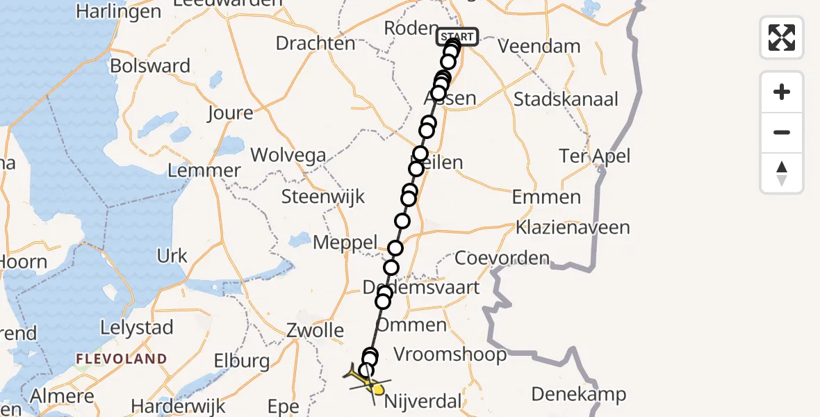 Routekaart van de vlucht: Lifeliner 4 naar Raalte, Vissersweg