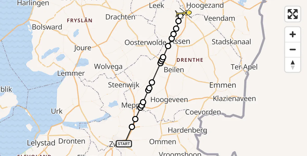 Routekaart van de vlucht: Lifeliner 4 naar Groningen Airport Eelde, Campherbeeklaan