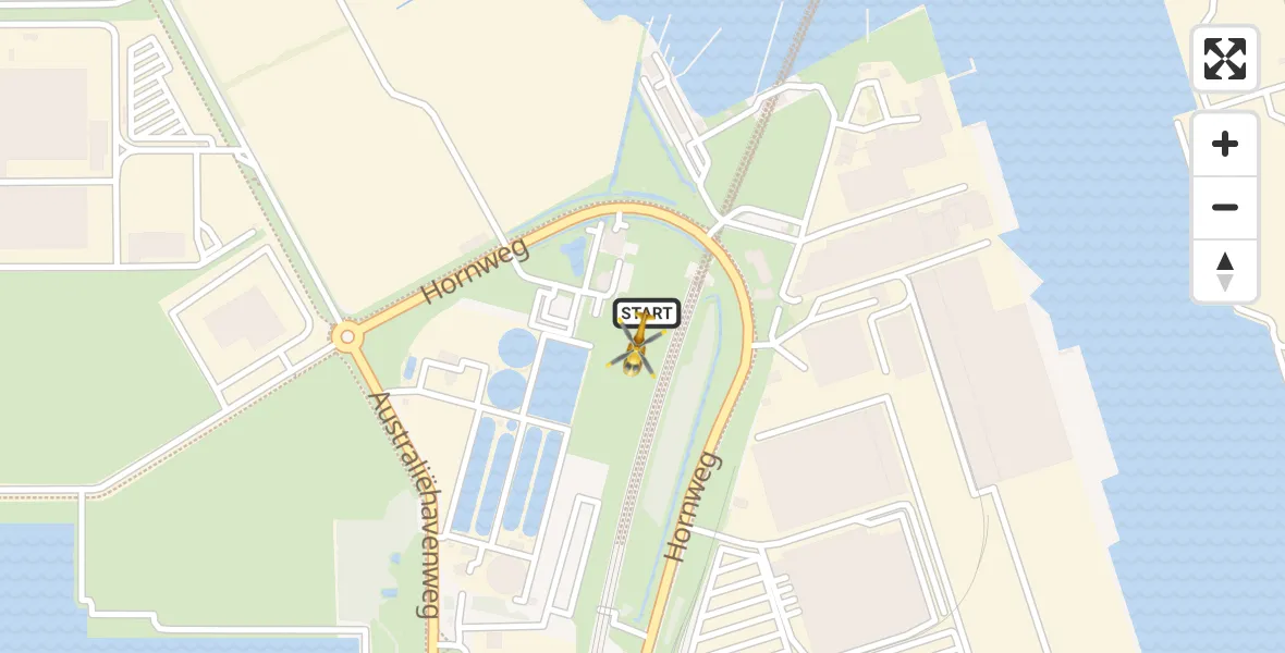 Vluchtroute Traumahelikopter van Amsterdam Heliport naar Amsterdam Heliport