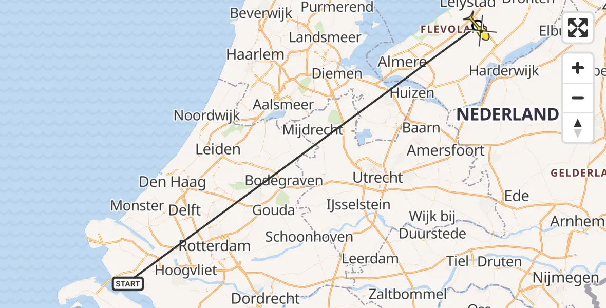 Routekaart van de vlucht: Lifeliner 1 naar Lelystad Airport, Arie Groenweg