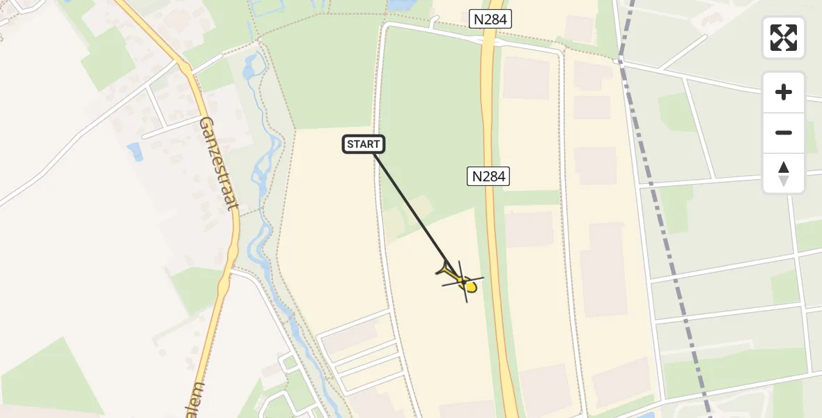 Routekaart van de vlucht: Traumahelikopter naar Hapert, Provincialeweg