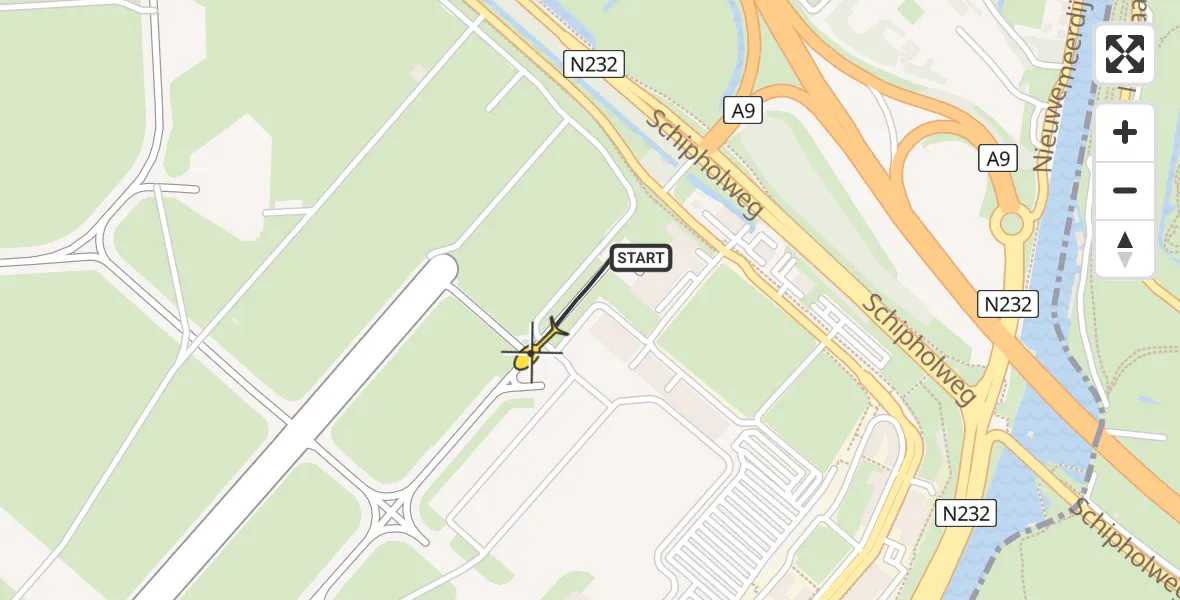 Vluchtroute Politiehelikopter van Schiphol naar Schiphol