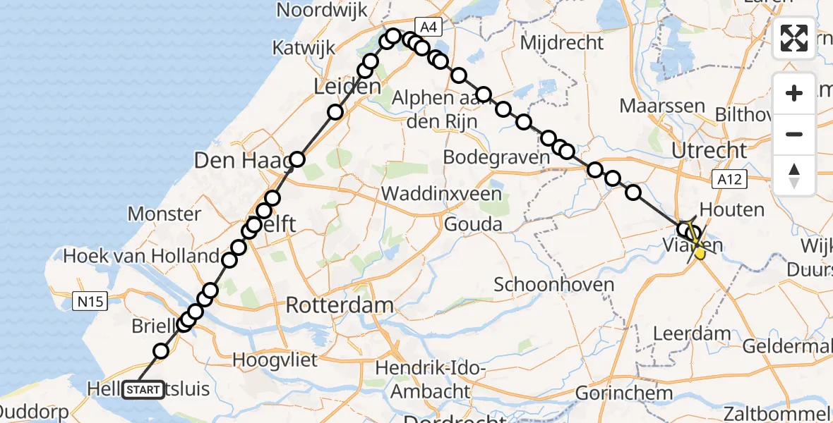 Routekaart van de vlucht: Lifeliner 1 naar Vianen, Voorvorseweg