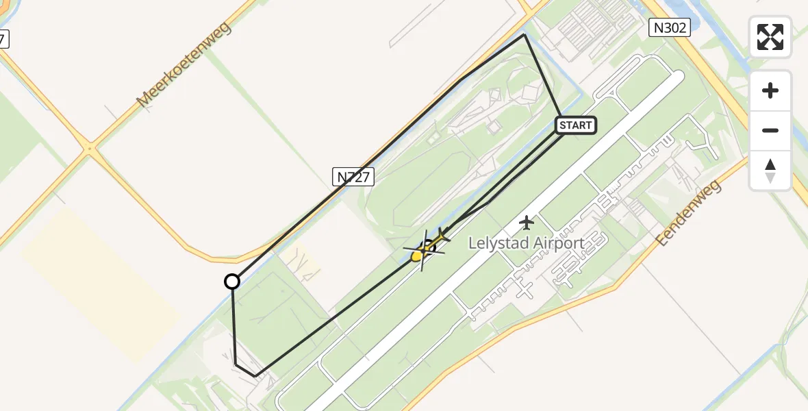 Routekaart van de vlucht: Traumaheli naar Lelystad Airport, Talingweg