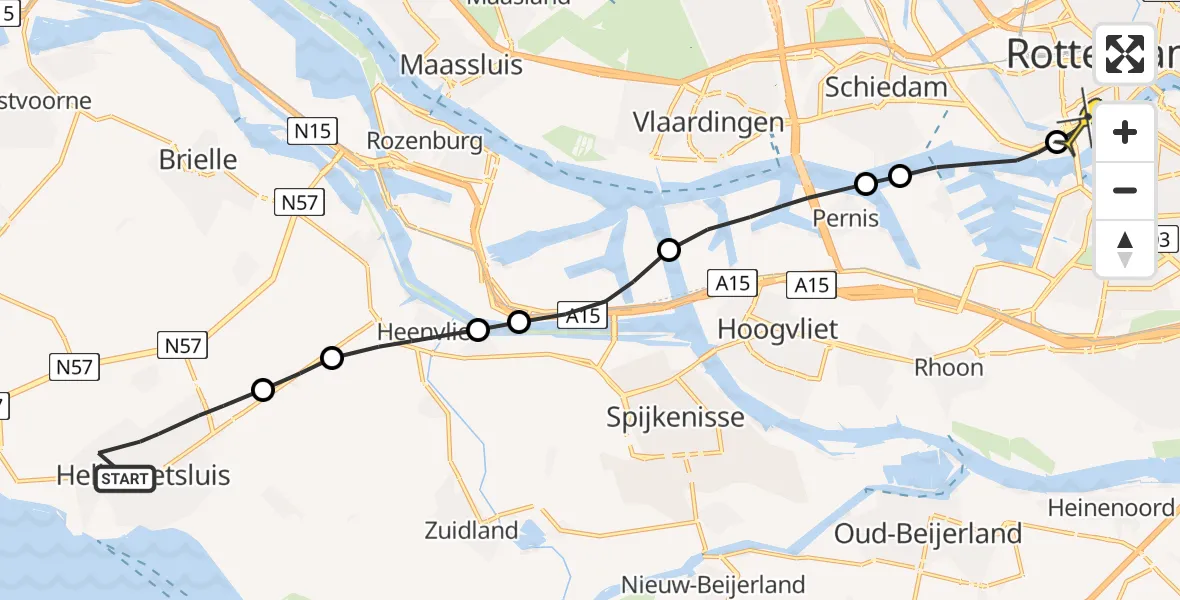 Routekaart van de vlucht: Lifeliner 2 naar Erasmus MC, Oostdijk