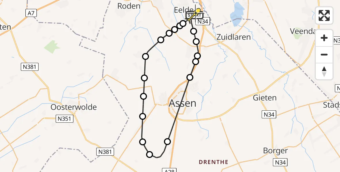 Routekaart van de vlucht: Lifeliner 4 naar Groningen Airport Eelde, Moespot