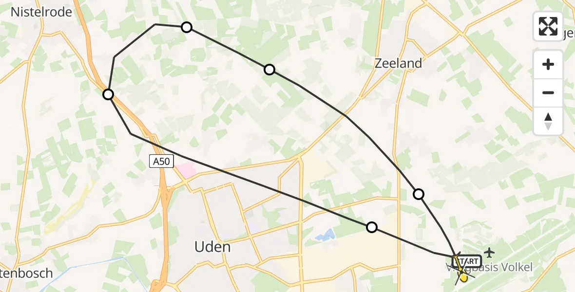 Routekaart van de vlucht: Lifeliner 3 naar Vliegbasis Volkel, Zeelandsedijk