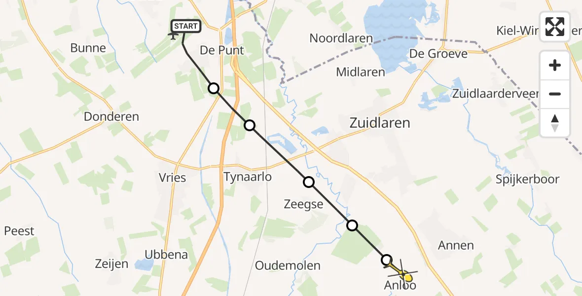 Routekaart van de vlucht: Lifeliner 4 naar Anloo, Breukenweg