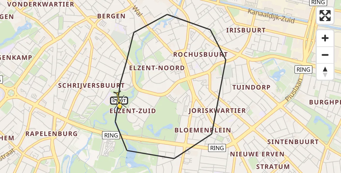 Routekaart van de vlucht: Lifeliner 3 naar Eindhoven, Johan Vestersstraat