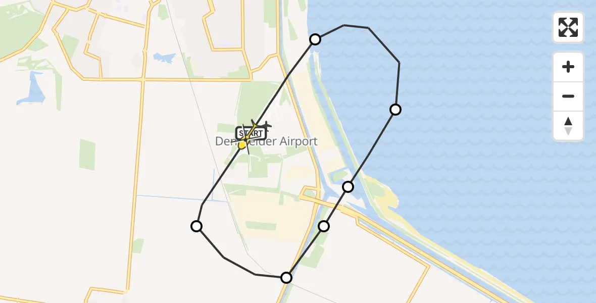 Routekaart van de vlucht: Kustwachthelikopter naar Vliegveld De Kooy, Middenvliet