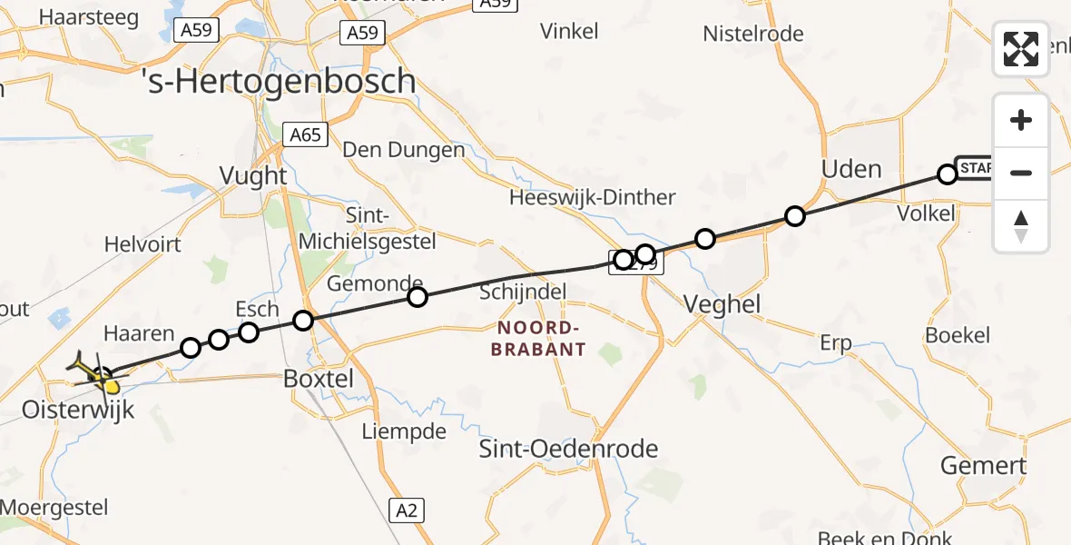 Routekaart van de vlucht: Lifeliner 3 naar Oisterwijk, Mandenmakerstraat