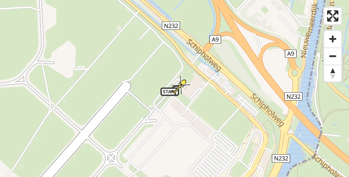 Vluchtroute Politiehelikopter van Schiphol naar Schiphol