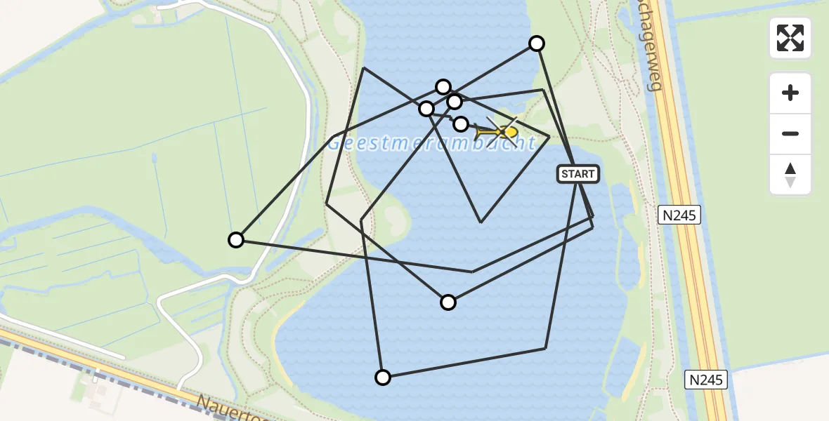 Routekaart van de vlucht: Kustwachthelikopter naar Zuid-Scharwoude, Zijtwinde