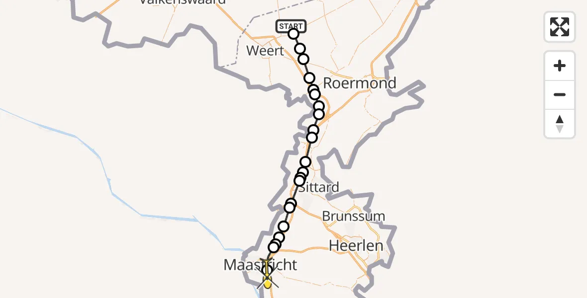 Routekaart van de vlucht: Lifeliner 3 naar Maastricht UMC+, Waatskamp